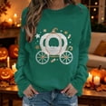 thumbnail image 2 of IDOCLOTHES Hello Pumpkin Sweatshirt for Women Long Sleeve Crewneck Halloween Sweaters 2026 Trendy Pullover Tops Plus Size Clothes Womens Fall Fashion Clothing Dark Green, S, 2 of 6