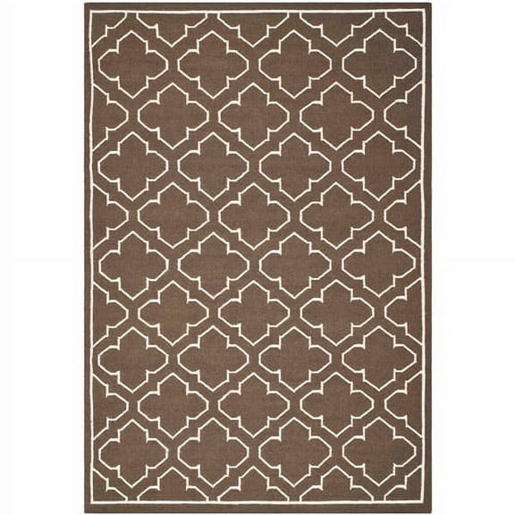 SAFAVIEH Dhurries Walter Geometric Area Rug, Brown/Ivory, 4' x 6'