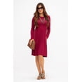 thumbnail image 4 of DEVOPS Women's Casual Long Sleeve Empire Waist Loose Dress with Pockets (X-Large, Wine Red), 4 of 7