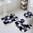 thumbnail image 2 of Modern Abstract Art Bathroom Rugs Set Navy Gray Black Rectangular Geometric Non Slip Absorbent Soft Bath Mats 3 Piece Set with Bathroom Rug, U-Shaped Floor Mat, Toilet Seat Cover Small Size, 2 of 9