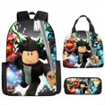 thumbnail image 1 of ROBLOX anime mochila escolar para niños niña17in Kit de mochila escolar para estudiantes Portable bolsa del almuerzo infantil estuche de lápices aislamiento lonchera 3pcs, 1 of 4