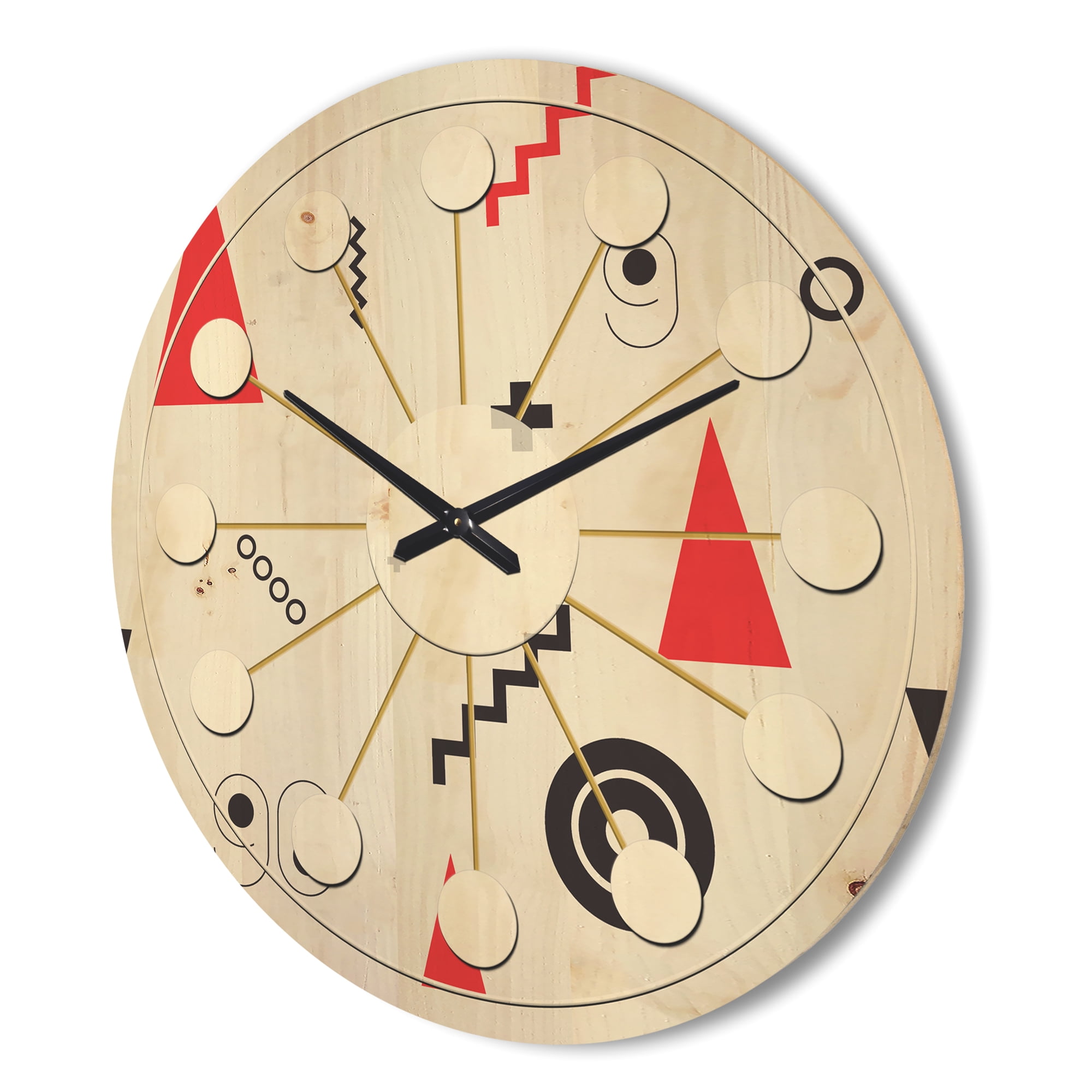Designart 'Retro Triangular Design III' Mid-Century Modern Wood Wall Clock