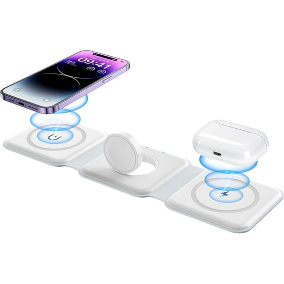 YLSHRF 3 in 1 Wireless Charging Station for iPhone, Apple Watch, and AirPods, White