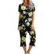 thumbnail image 2 of Puntoco Conjunto de pijama y pantalones de manga corta con cuello redondo y estampado para mujer con bolsillos Puntoco Puntoco-2789, 2 of 8