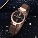 thumbnail image 2 of Reloj de pulsera de cuarzo con correa de malla y esfera redonda con destello de estrella colorida para hombres con estilo (marrón), 2 of 4
