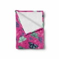 thumbnail image 2 of Butterfly Soft Flannel Fleece Blanket, Exotic Moths Leaves and Flowers Herbs of Forest Plants Nature Flourish, Cozy Plush for Indoor and Outdoor Use, 60" x 80", Pink and Multicolor, by Ambesonne, 2 of 6