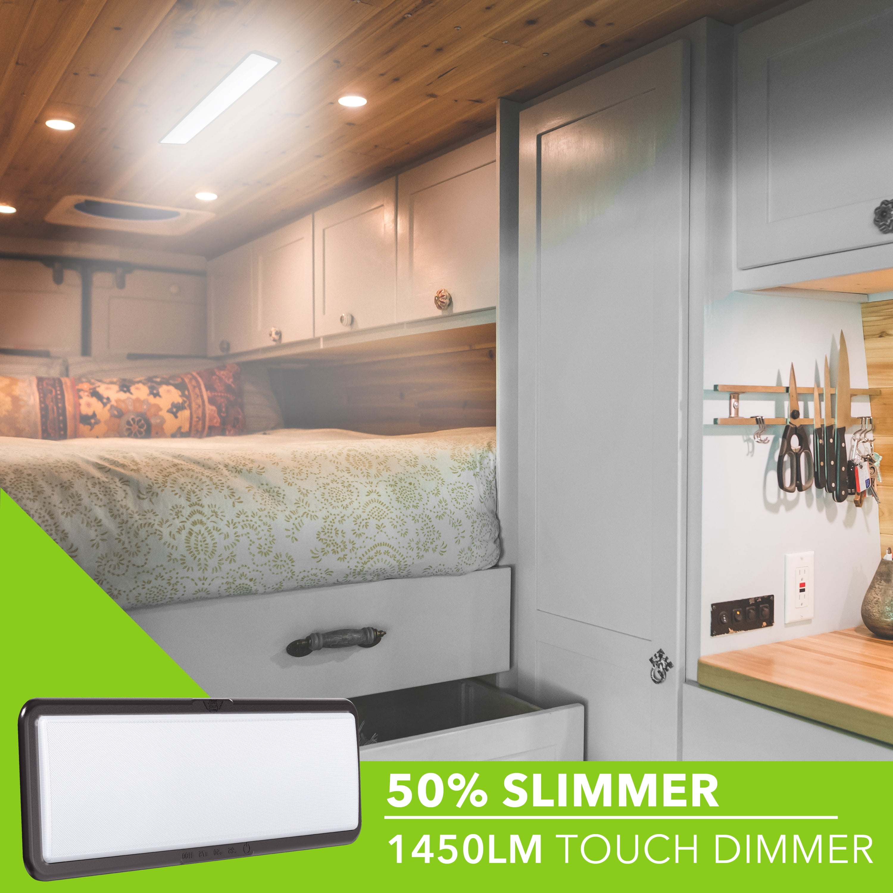Leisure LED RV LED Ceiling Light Fixture BRONZE 1450 Lumen with Touch Dimmer Switch Interior Lighting for Car/RV/Trailer/Camper/Boat DC 12V Natural White 4000-4500K (1-Pack)