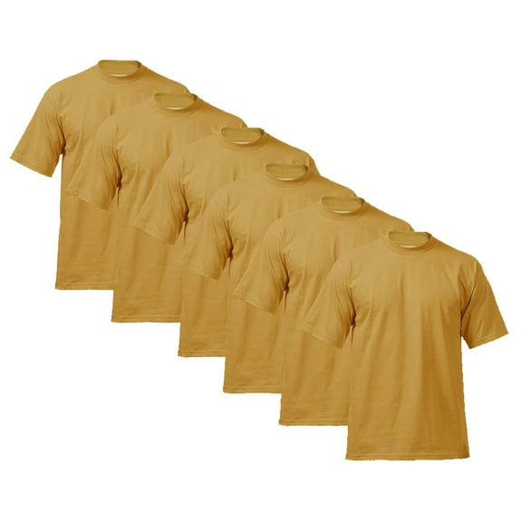 6 Pack Pro Club Men's Heavyweight Short Sleeve Crew Neck T-Shirt - Mustard Yellow - XXL