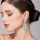 thumbnail image 2 of Crday Wedding Bridal Clip On Earrings For Women Rhombus Crystal Simulated Pearl Hollow Gift, 2 of 4