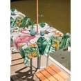 thumbnail image 2 of Outdoor Tablecloth with Umbrella Hole for Patio/Picnic/Party/Camping, Pink Flamingo Waterproof Table Cloth Square Cover Washable, Summer Tropical Palm Leaves Retro Wooden (60"x 60"), 2 of 9