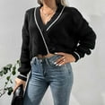 thumbnail image 5 of Idoravan Cardigans for Women Spring Women's Fall Fashion V Neck Single Breasted Chain Link Sweater Cardigan, 5 of 6