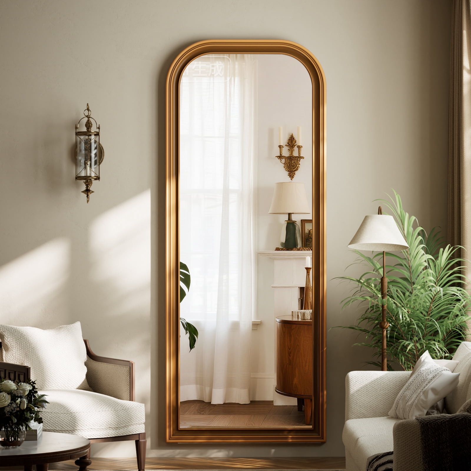 Easy4Home 69"x28" Full-Length Floor Mirror Vintage Mirror, Antique Gold