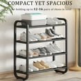 thumbnail image 2 of FORHVIPS Shoe Rack,4-Tier Stackable Shoe Organizer,Stainless Steel Shoe Storage Shelf Organizer,12 Pairs Shoe Rack for Closet Entryway,Dorm Room,Easy to Assemble,Matte Black, 2 of 9