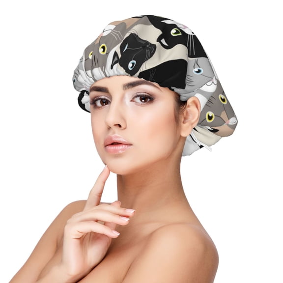 Kdxio Colors Cats Pattern Satin Bonnet Silk Bonnet Hair Bonnet for Sleeping Hair Bonnets for Women Curly Natural Hair