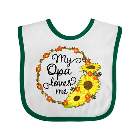 

Inktastic My Opa Loves Me with Sunflower Wreath Gift Baby Boy or Baby Girl Bib