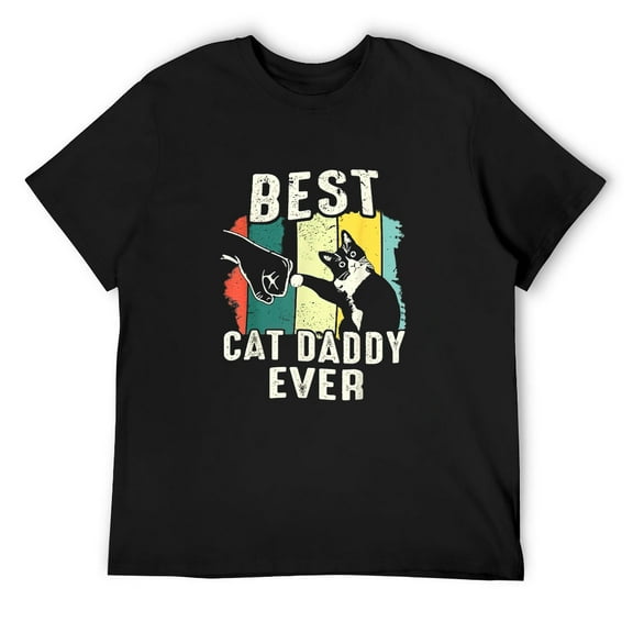 Mens Best Cat Daddy Ever Cat Lover Cat Daddy Fathers Day T-Shirt Black Small