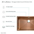 thumbnail image 6 of Rivage 30 x 18 Stainless Steel, Single Basin, Undermount Kitchen Sink, Rose Gold, 6 of 10