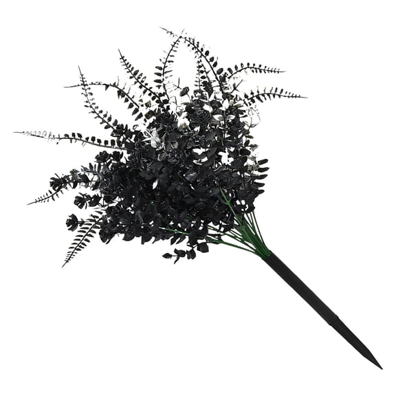 Halloween Artificial Flowers Black Gothic Faux Plants, 1-Pack 2 ft Weather Resistant Bouquet, for Outdoor Cemetery Grave Porch Tabletop Centerpiece, bldnkj