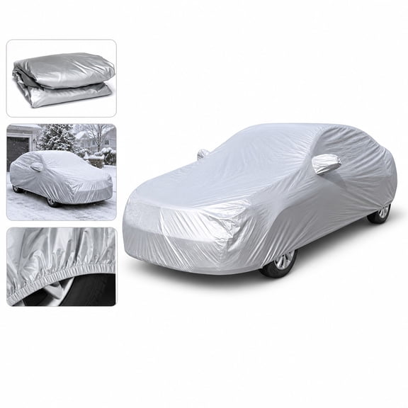 All Weather Waterproof PEVA Car Cover, Heavy Duty Outdoor Full Vehicle Cover UV Dust Protection, Universal Fit Sedan Hatchback