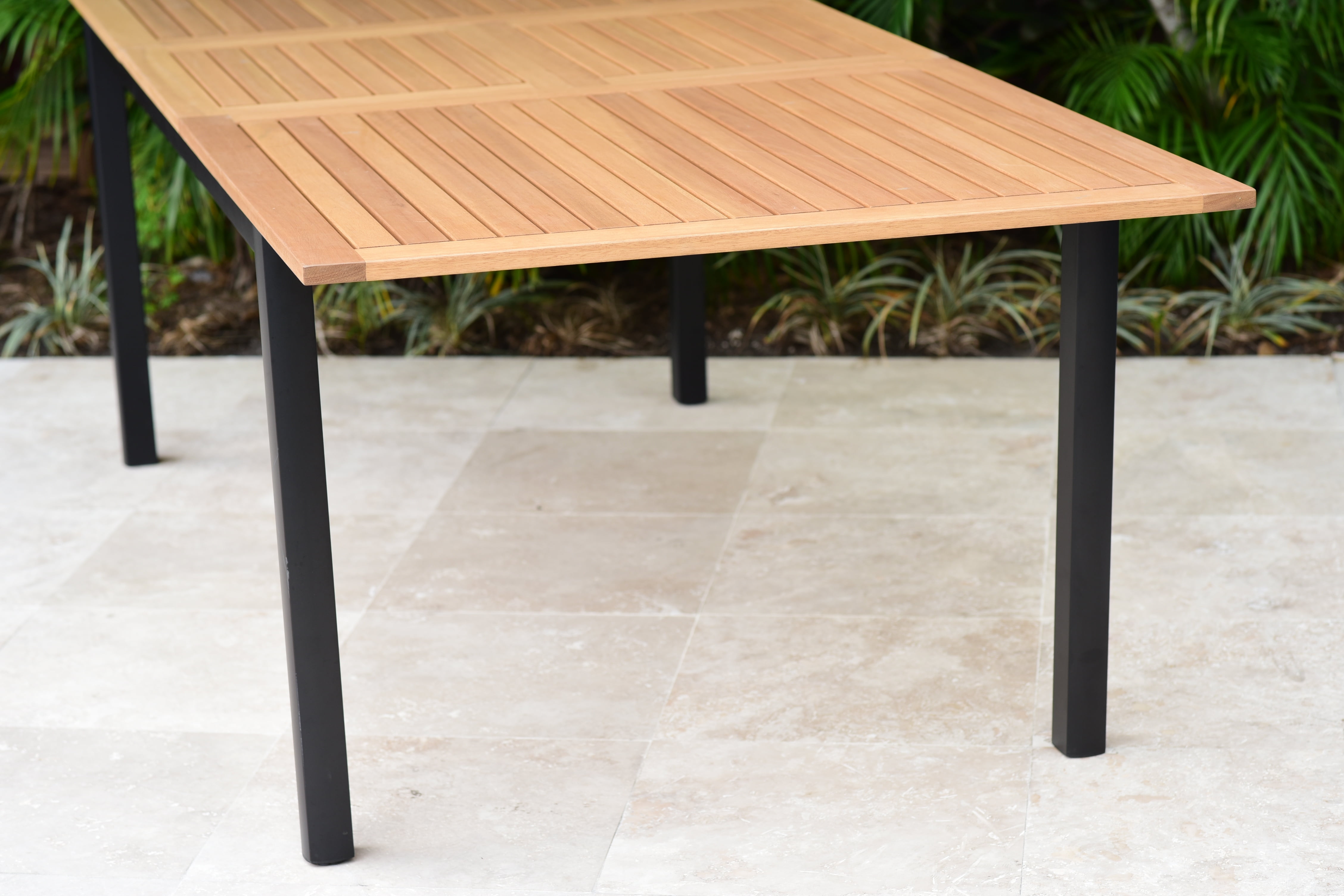 Amazonia 94.9" Aluminum Extendable Outdoor Dining Table, Teak