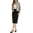 thumbnail image 3 of INSPIRE CHIC Women's Tweed Blazer Stand Collar Cropped Open Front Jacket XS Beige, 3 of 6