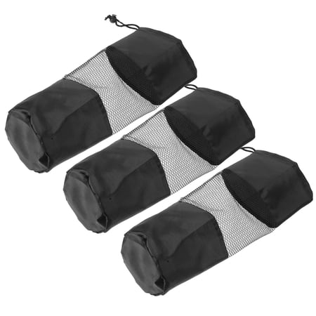 DEEPCRAFF 3Pcs Black Mesh Roller Duffel Bags Canvas Drawstring Storage for Sports Camping and Travel