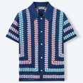 thumbnail image 5 of Yaoyar Mens Knit Button Down Shirt Short Sleeve Vintage Collared Shirts Summer Casual Beach Tops Vacation Shirt, 5 of 8