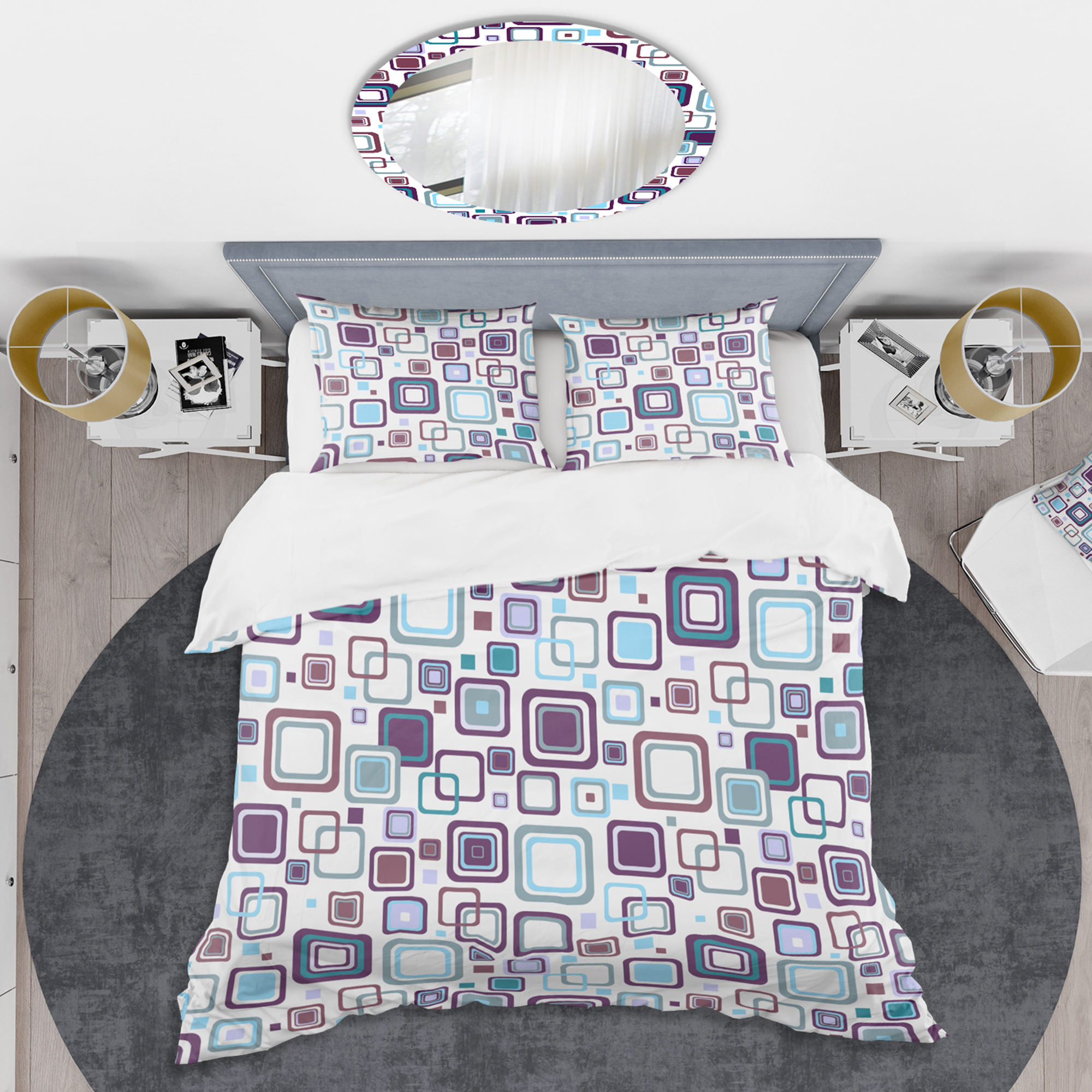 Designart 'Retro Square Design I' Mid-Century Modern Duvet Cover Set