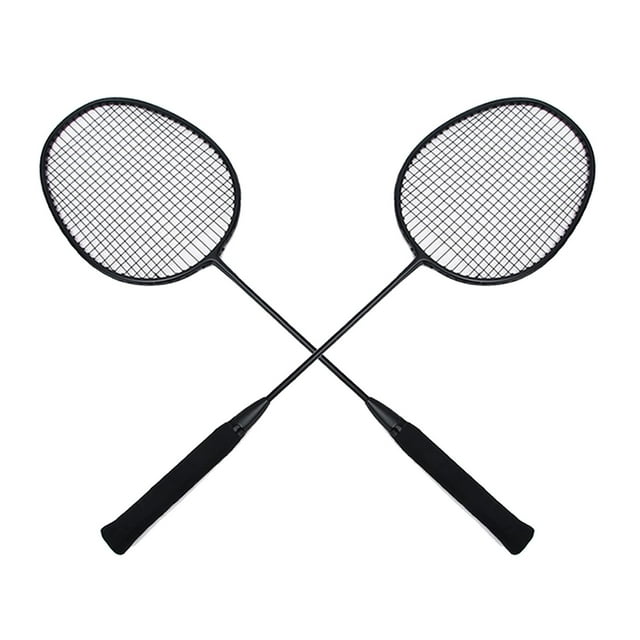 Almencla 2x Badminton Rackets Set Lightweight for Backyard Accessory Beginners black