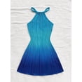 thumbnail image 5 of Women's Halter Neck Fitted Pleated Mini Dress with Ombre Print, Slimming Short Dress for Elegant Occasions, 5 of 9