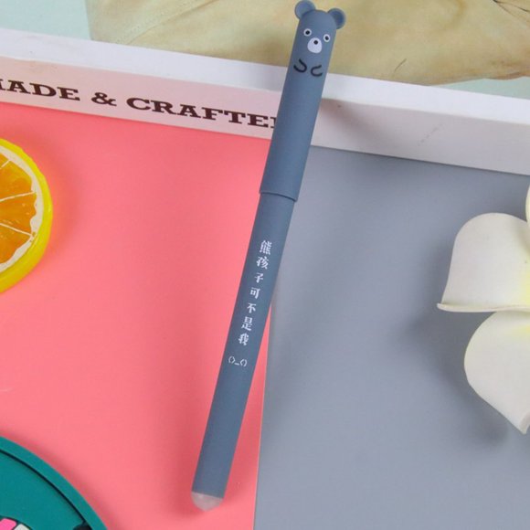 weibbin Cartoons Pet Animals Moyi Erasable Pen Creatives Stationery Students Heat-sensitive Erasable Neutrals Pen Office Bear Erasable Pen
