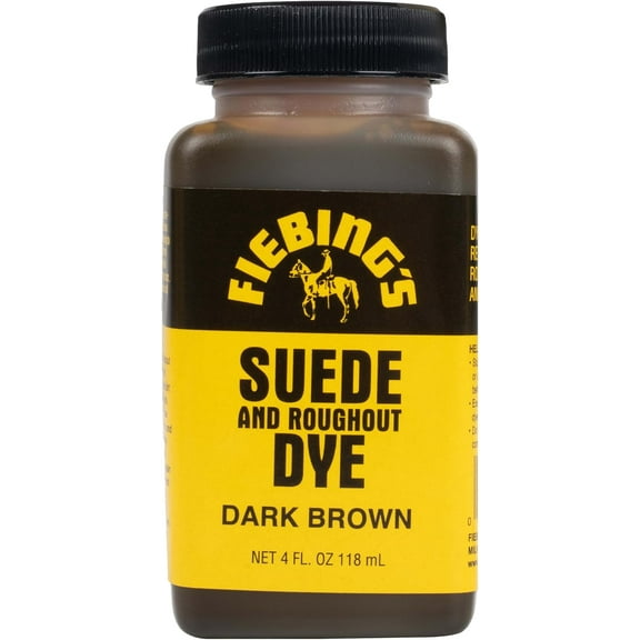 Fiebing's Dark Brown Suede Dye (4 oz) - Recolor, Brighten & Restore Suede & Roughout Leather Shoes, Furniture, Purse - Includes Wool Dauber for Easy Application - Flexible When Dry, Won't Crack/Peel