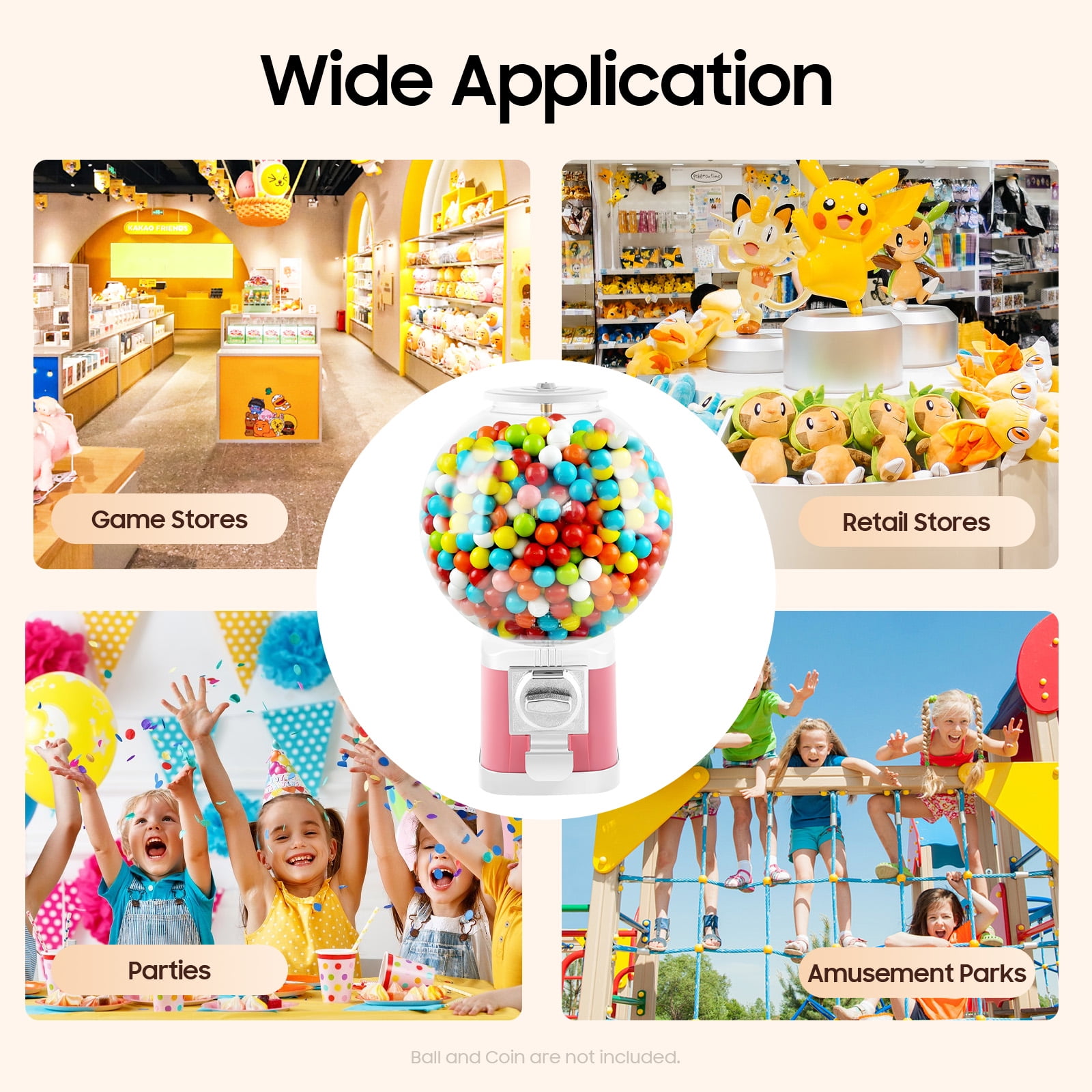Gumball Machine, 1.26Inch Big Capsule Toy Vending Machine w/Key, Commercial Large Gumball Bank Candy Vending Machine Capacity 500Pcs,Bubble Capsule Toys Dispenser Vending Machine for Game Halls