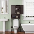 thumbnail image 4 of HOMEFORT Wood Over The Toilet Storage Cabinet, Freestanding Bathroom Spacesaver, Above Toilet Bathroom Shelf Organizer with Double Wood Doors and Adjustable Shelf, Espresso, 4 of 5