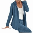 thumbnail image 2 of lmcalzta Womens Two Piece Sets Ribbed Knit Loungewear Zip up Hoodie and Pants Casual Outfits, 2 of 5