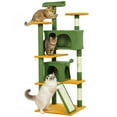 thumbnail image 1 of PawHut Arbre à Chat de 54 Pouces avec Poteaux à Griffer, Condos pour Chats, Vert, 1 of 10