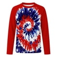 thumbnail image 3 of GobdXE Tie Dye Unisex Kids Raglan Crew Neck Long Sleeve Rash Guard UPF 50 Sun Protection Outdoor Swim Top Red,7-8 Years, 3 of 6