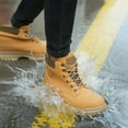 thumbnail image 6 of Work Shoes Men's Leather Safety Shoes Waterproof Breathable Anti-Slip Steel Toe Shoes (Color: Black, Yellow), 6 of 8