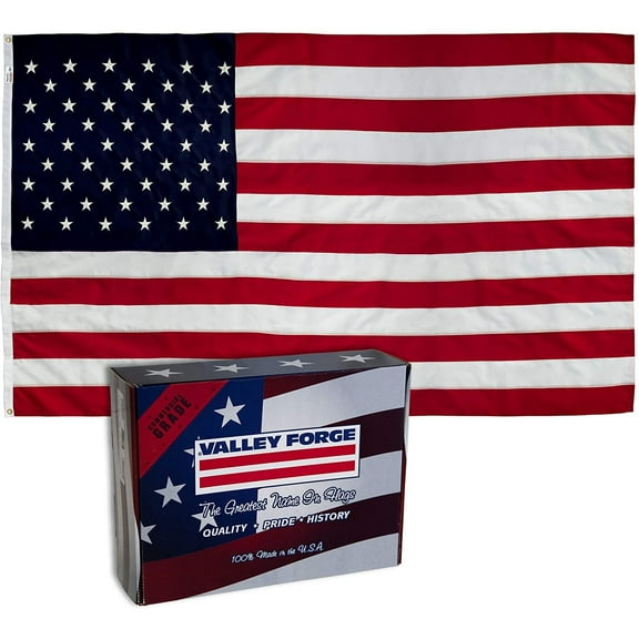 Valley Forge US Flag Nylon Outdoor Flag - Made in USA - 3' x 5'