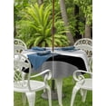 thumbnail image 4 of Outdoor Tablecloth with Umbrella Hole Zipper Black Stripe Round Tablecloth 60" Waterproof Outside Table Cloth Modern Rustic Horizontal Black Striped Patio Table Cover Tablecloths for Picnic Party, 4 of 8