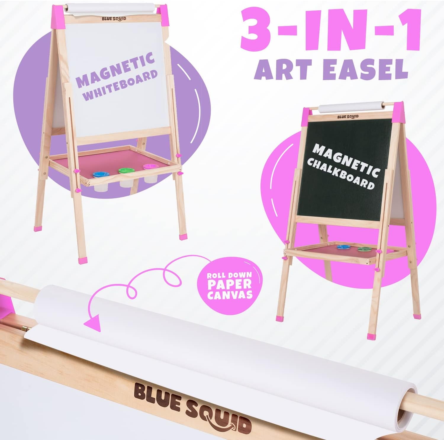 Skyelta Art Easel for Kids Ages 2-4 4-8 9-12,100+ Accessories,Magnetic Chalkboard/Whiteboard,3-Level Height Adjustable,Gift & Art Supplies for Kids