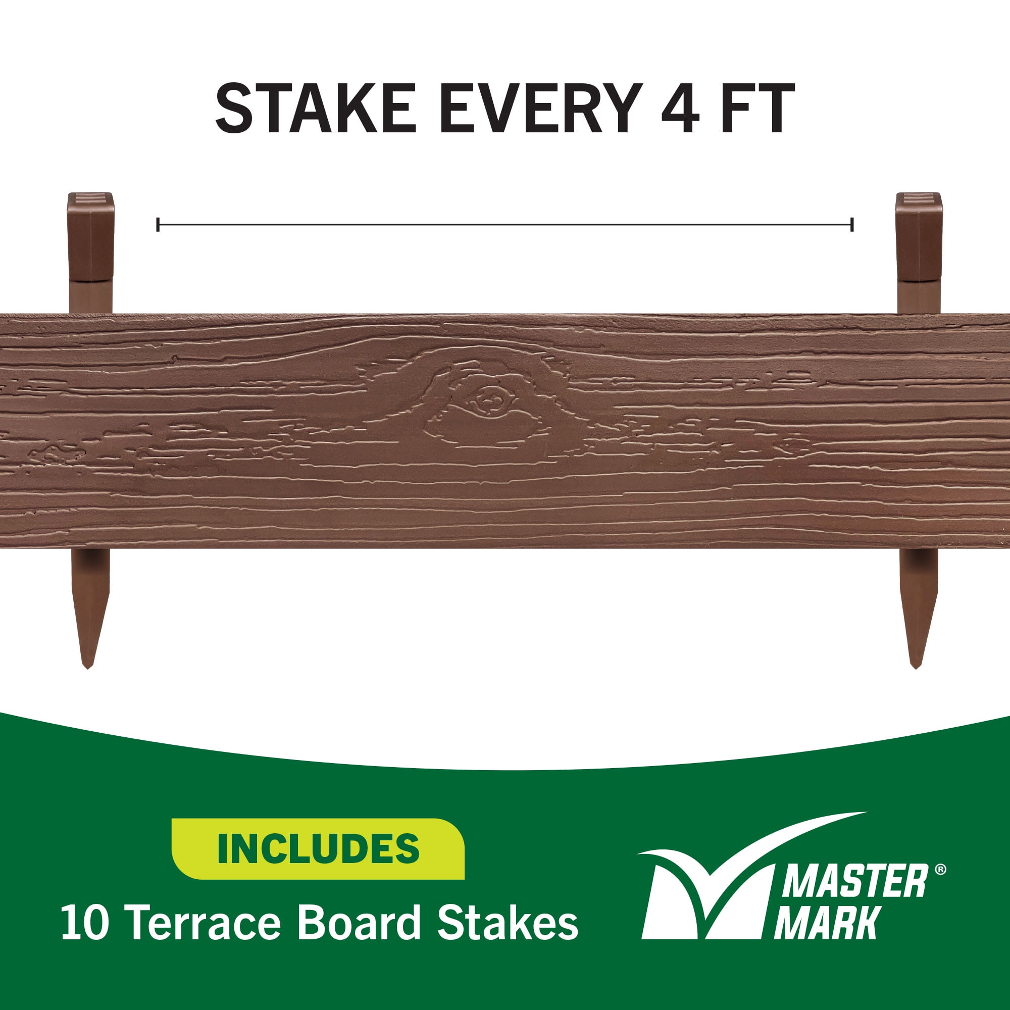 MASTER MARK Terrace Board, Landscape Garden Border Edging Plastic (Brown) 5 in. x 40 ft. with 10 Stakes 95340-1