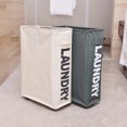 thumbnail image 4 of Labymos Corner Slim Foldable Oxford Cloth Laundry Basket Bin Mesh Drawstring Dirty Clothes Hamper with, 4 of 8