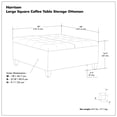 thumbnail image 5 of Harrison 40 inch Wide Transitional Large Square Coffee Table Storage Ottoman in Cloud Grey Linen Look Fabric, 5 of 12