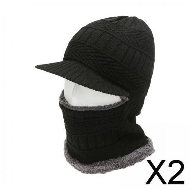 2 gorros de invierno de una pieza, gorros térmicos gruesos combinados para ciclismo, color negro 2 piezas