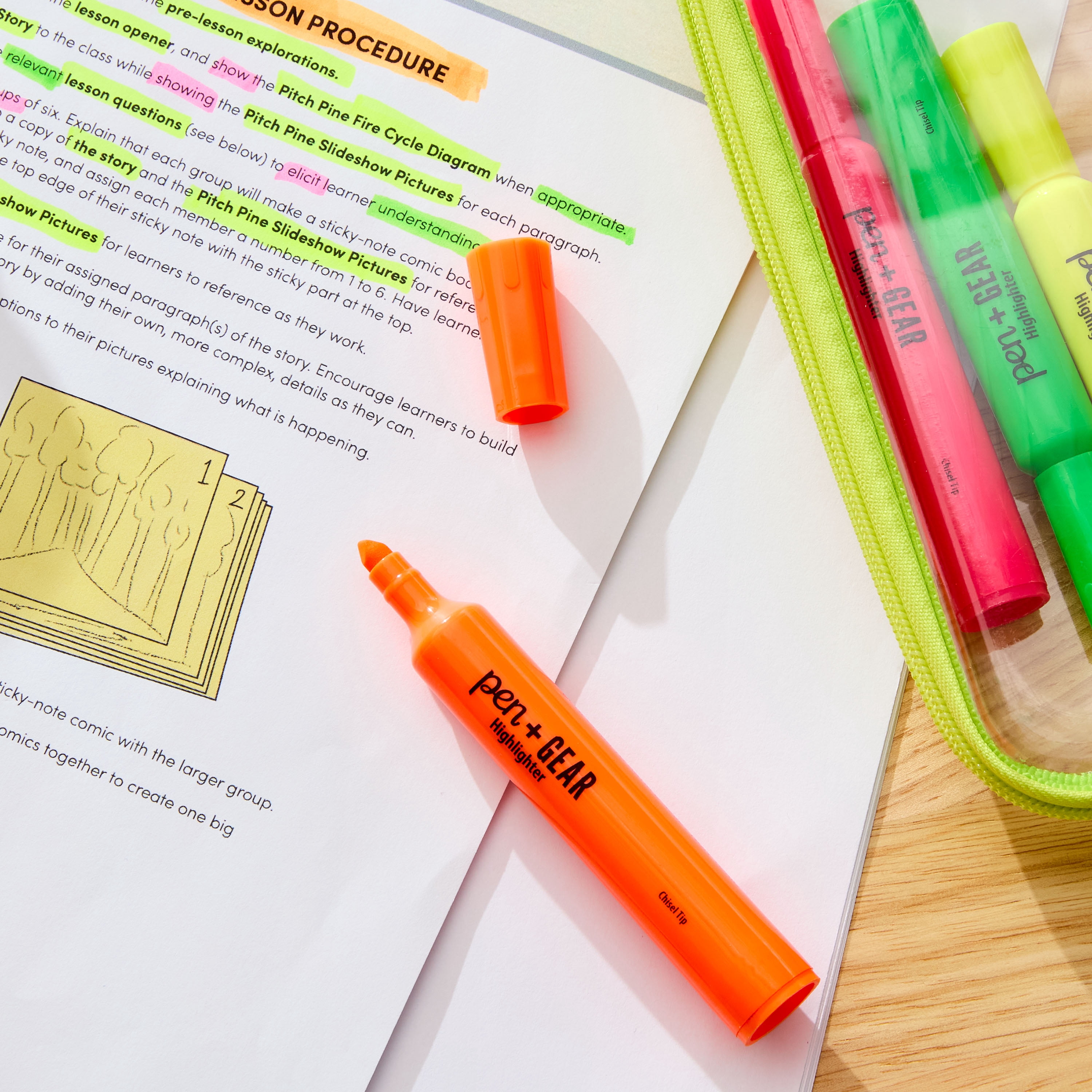 Pen+Gear Jumbo Tank Style Highlighters, Chisel Tip, Assorted Color, 4 Count
