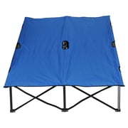 Outsunny Portable Two Person Double Folding Camping Cot for Adults - Blue