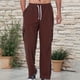 thumbnail image 1 of Pantalones largos para hombre, informales, holgados, ventilados, con bolsillos y cordón, para ejercicio al aire libre, rectos, de poliéster., 1 of 9