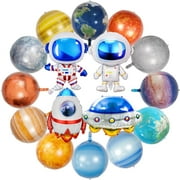 16 Pieces Space Balloons, Galaxy Planet Balloons Large Outer Space Theme Inflatable Balloon Astronaut Spaceship Rocket Galaxy Balloon for Kids Planet Birthday Party Decorations