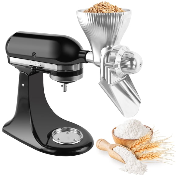 Grain Mill Attachment for KitchenAid Stand Mixer, All Metal 12 Levels Flour Grinder for Kitchenaid Accessories, Home Grain Mill for Wheat, Corn, Oats